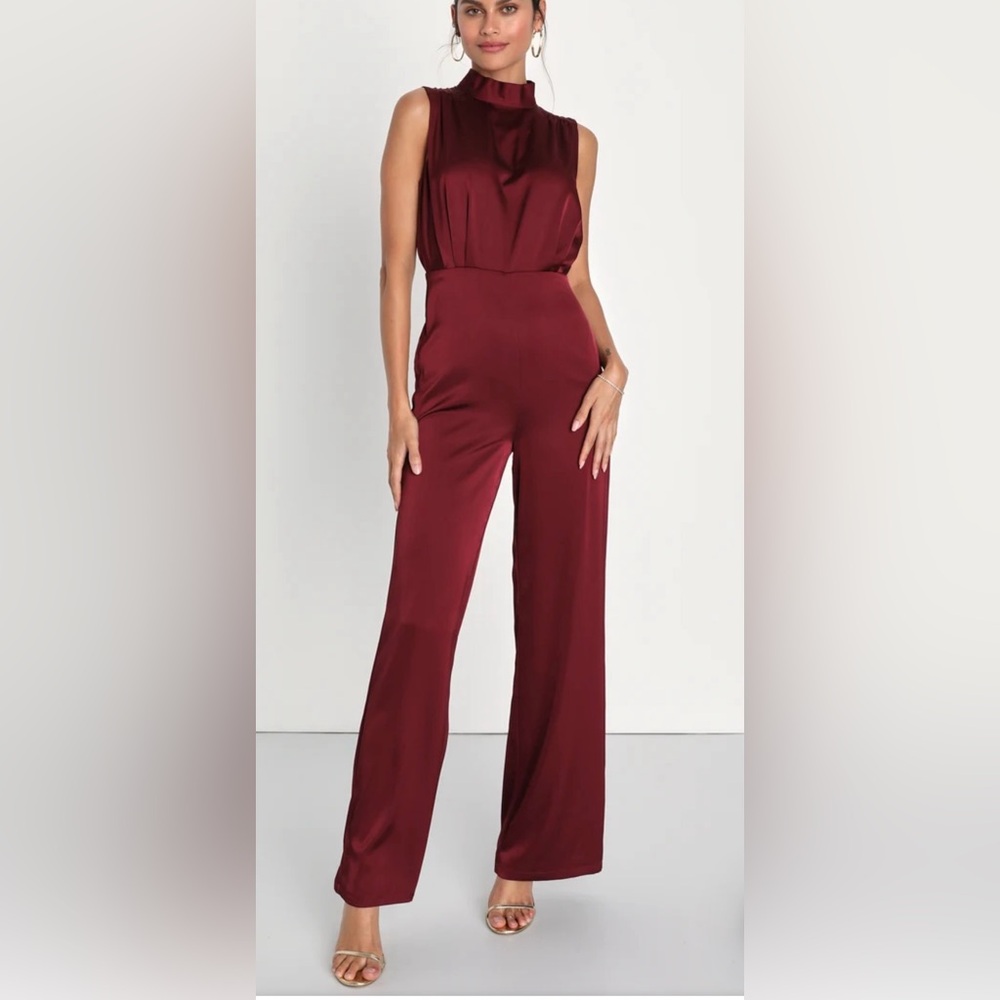 The limited women’s‎ size, small wine, color jumpsuit sleeveless wide leg